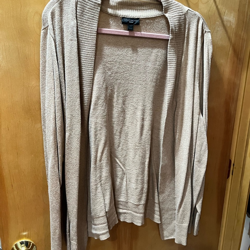 Worthington Women’s Plus Size 3X Tan Colored Cardigan Sweater Long Sleeve